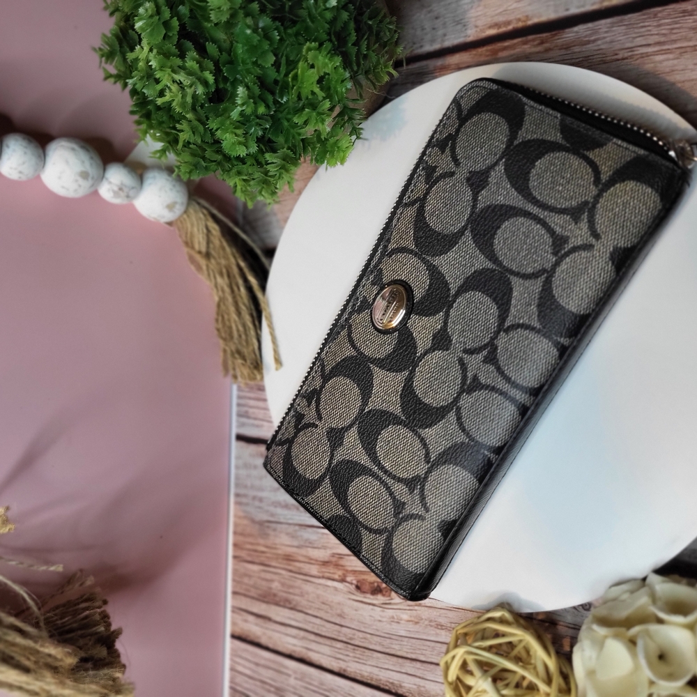 Coach Black and Gray Key Card Holder